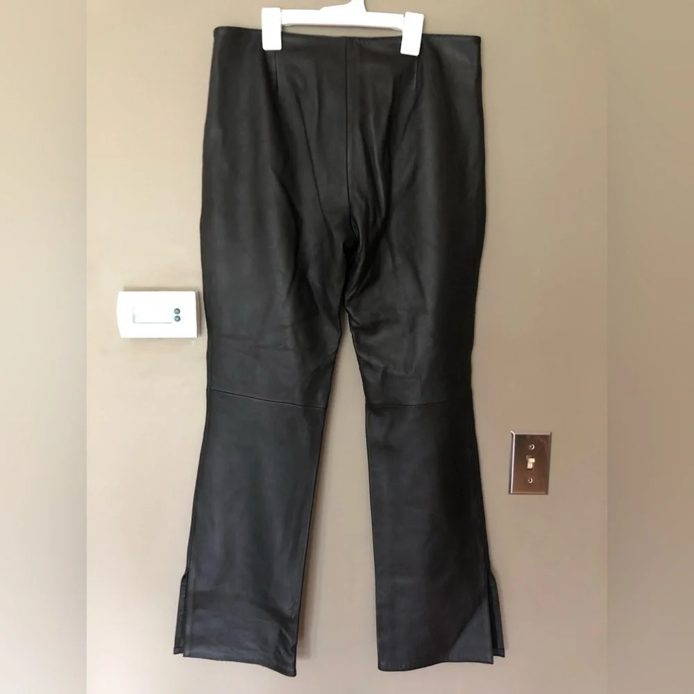 REM GARSON Vintage Black Leather Pants With Side Slits Size 10